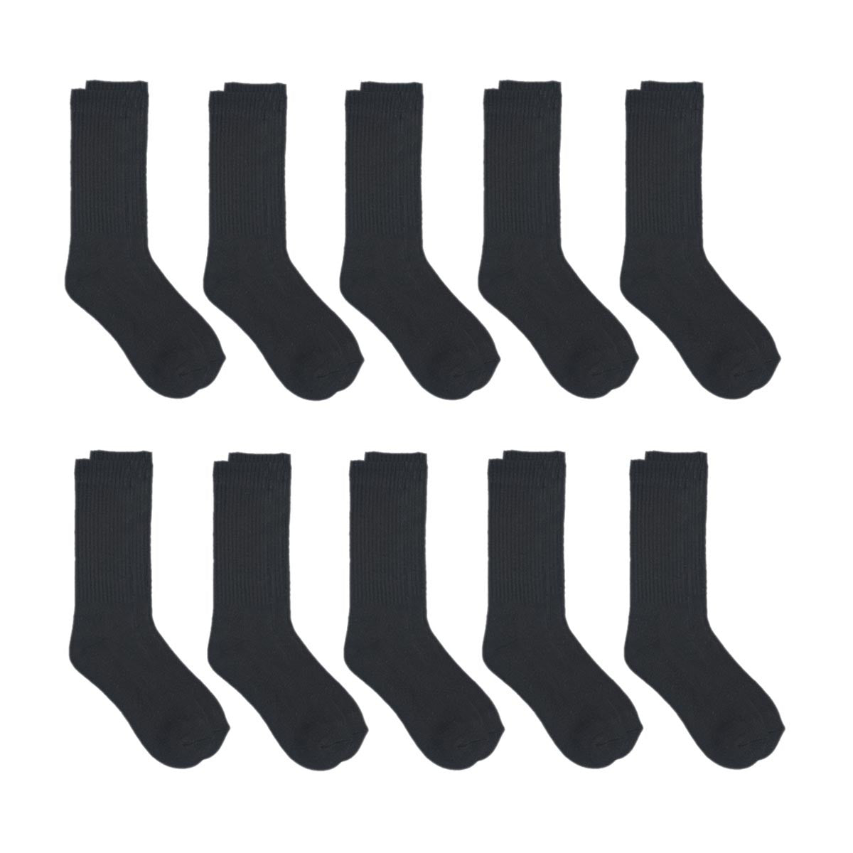 Zone Pro Men's Half Cushion Crew Socks, Shoe Size 6-12, Black, 10 pk