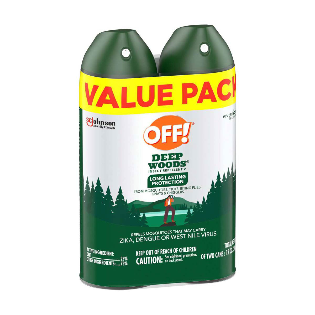 OFF! Deep Woods Insect Repellent V, Up to 8 Hours of Mosquito Protection, 6 oz, 2 Count