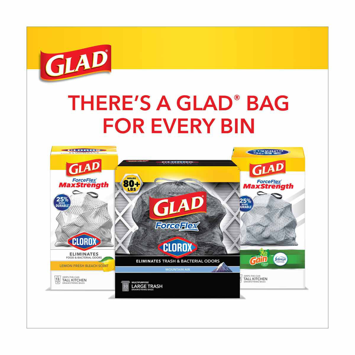 Glad ForceFlex Large Drawstring Trash Bags - Mountain Air, 30 gal - 14 ct