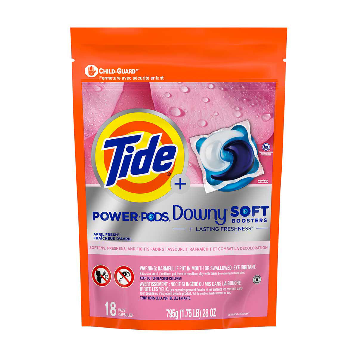 Tide Power PODs + Downy Laundry Detergent Pods, 18 Count, Soft Boosters + April Fresh