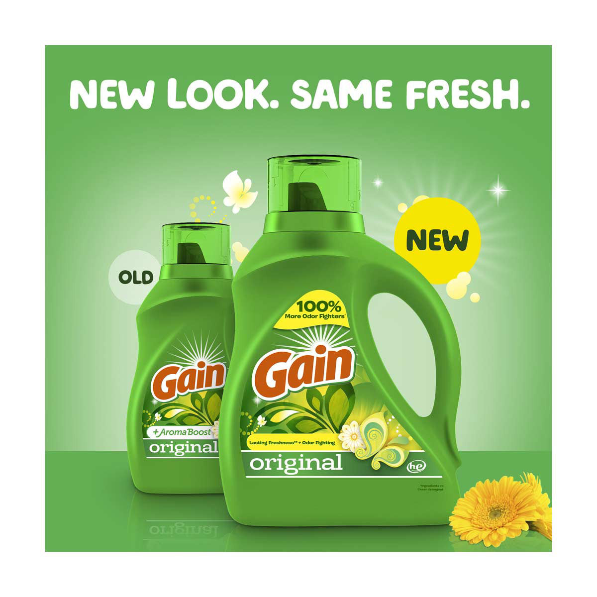 Gain Liquid Laundry Detergent, Original Scent, 46 fl oz, 32 loads, Freshness + Odor Fighting, Laundry Detergent Liquid Soap, HE compatible