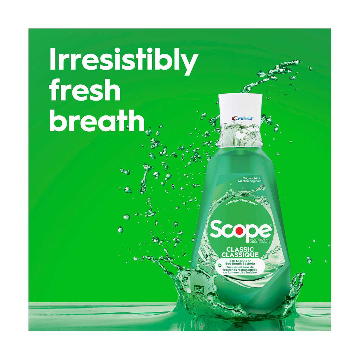 Crest Scope Classic Mouthwash, Original Mint, 1L