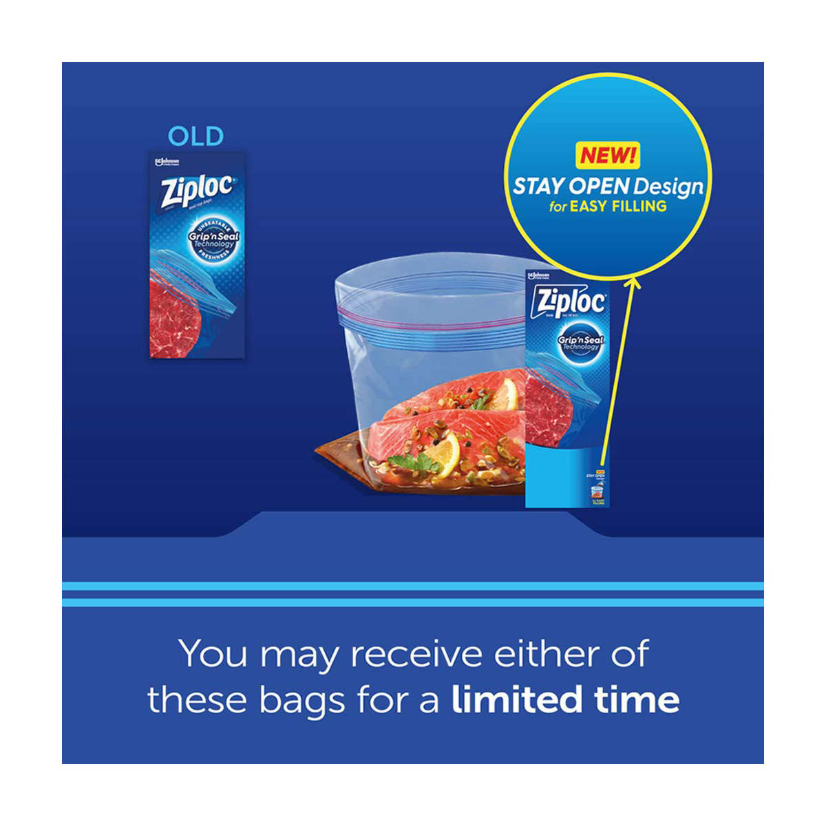 Ziploc® Brand Freezer Bags with New Stay Open Design, Quart, 48 ct