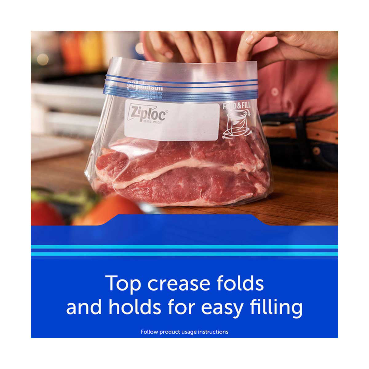 Ziploc® Brand Freezer Bags with New Stay Open Design, Quart, 48 ct