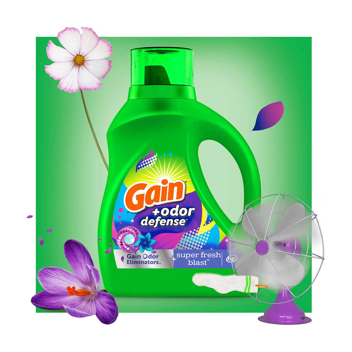 Gain Odor Defense Liquid Laundry Detergent, Super Fresh Blast Scent, 65 fl oz, 45 loads, 2 in 1, Laundry Detergent Liquid Soap, HE compatible