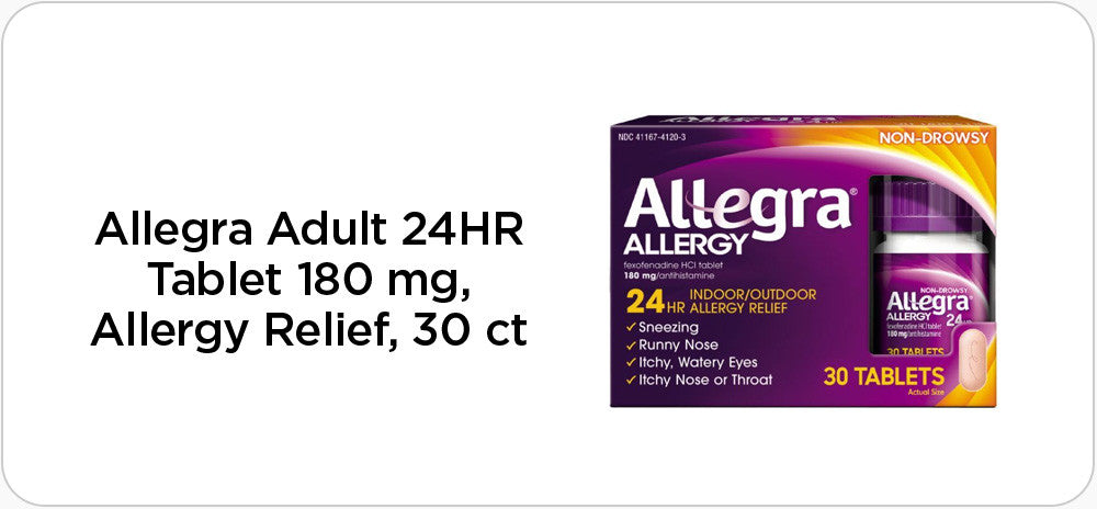 Allegra Adult 24HR Tablet 180 mg, Allergy Relief, 30 ct