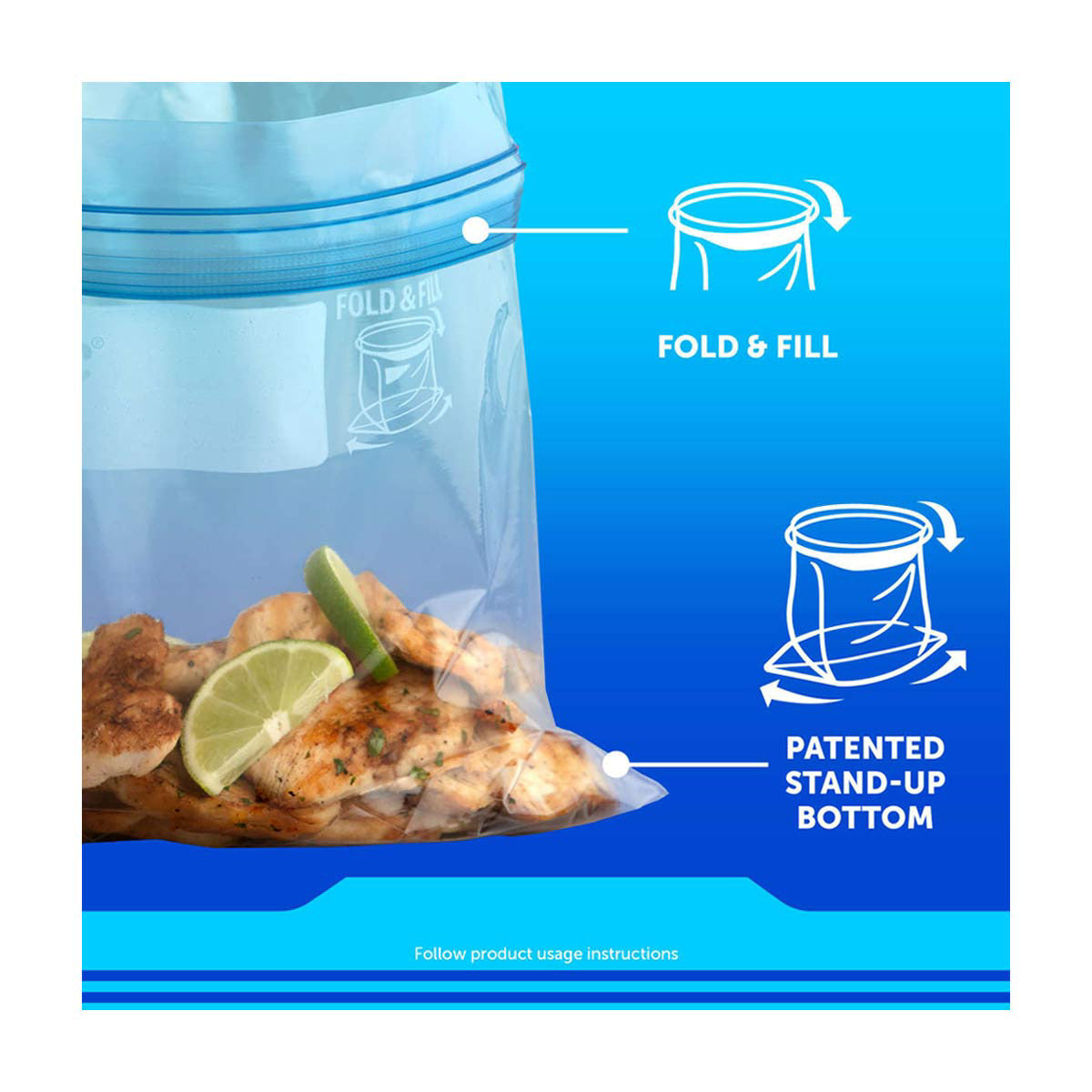 Ziploc® Brand Freezer Bags with New Stay Open Design, Quart, 48 ct