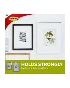 Command Medium Picture Hanging Strips, White, 3 Sets of Strips/Pack
