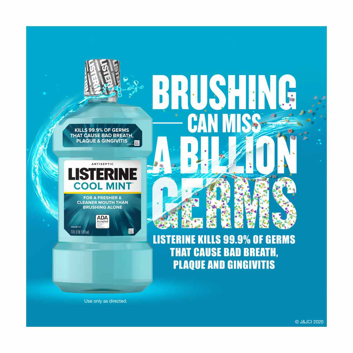 Listerine Cool Mint Antiseptic Mouthwash, 1 L - 33.8 fl oz