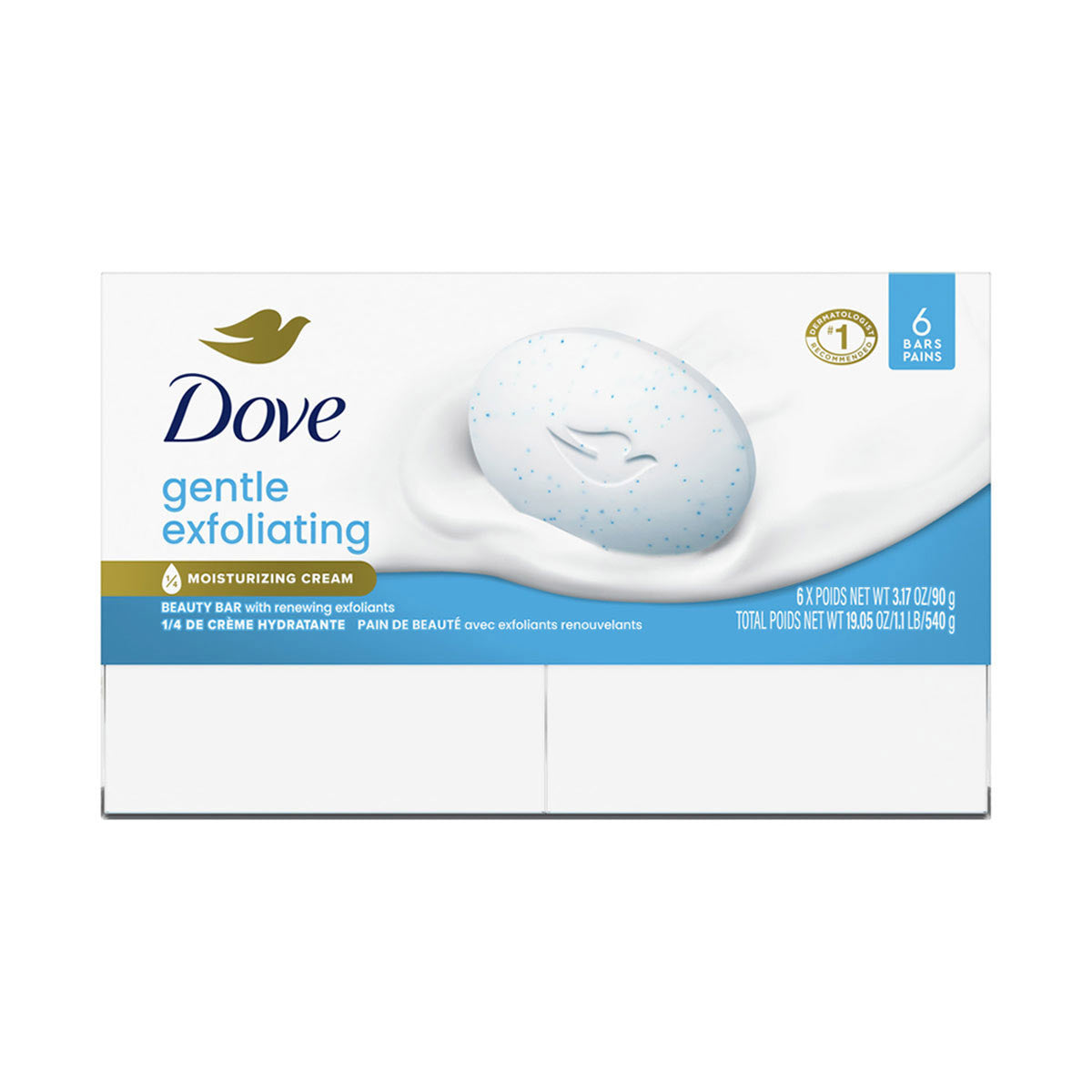 Dove Beauty Bar Soap, Gentle Exfoliating, 3.17 oz, 6 ct