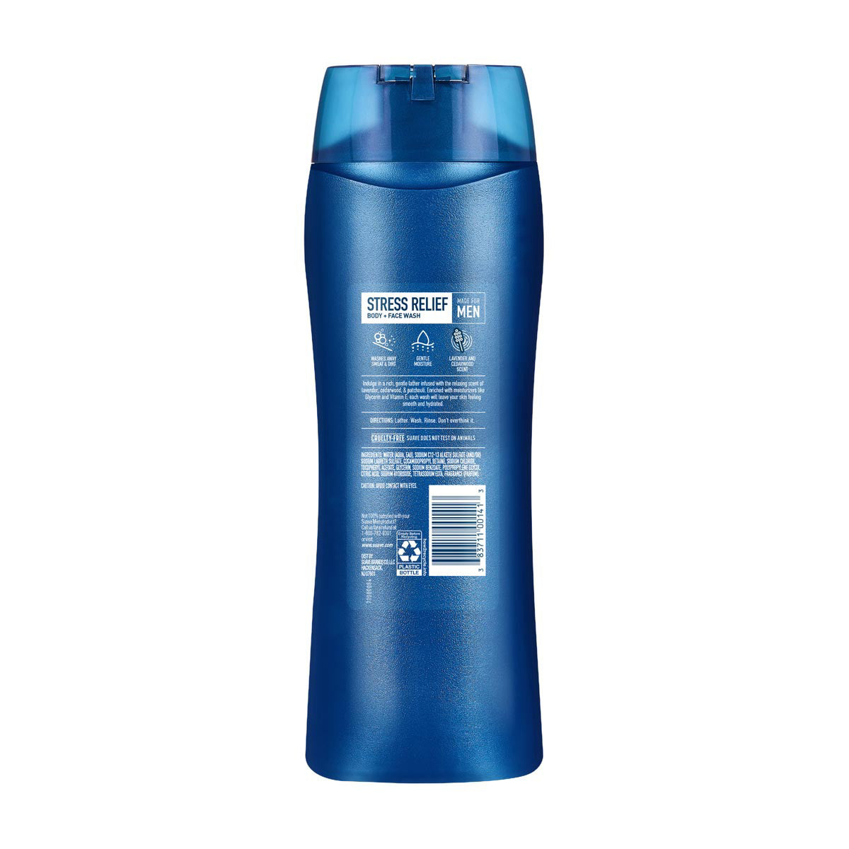 Suave Men Stress Relief Body + Face Wash, 18 oz