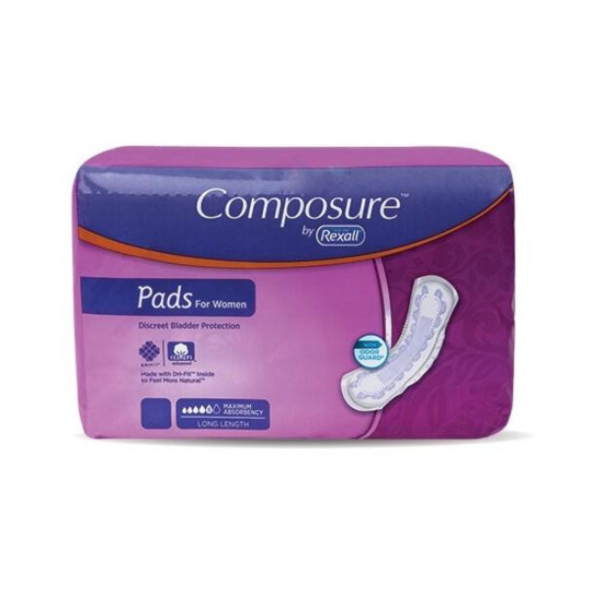 Composure Long Length Pads for Women, 20 ct