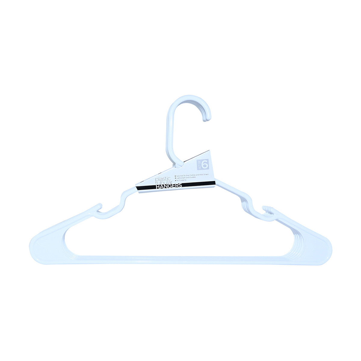Plastic Tubular Hangers, White, 6 ct