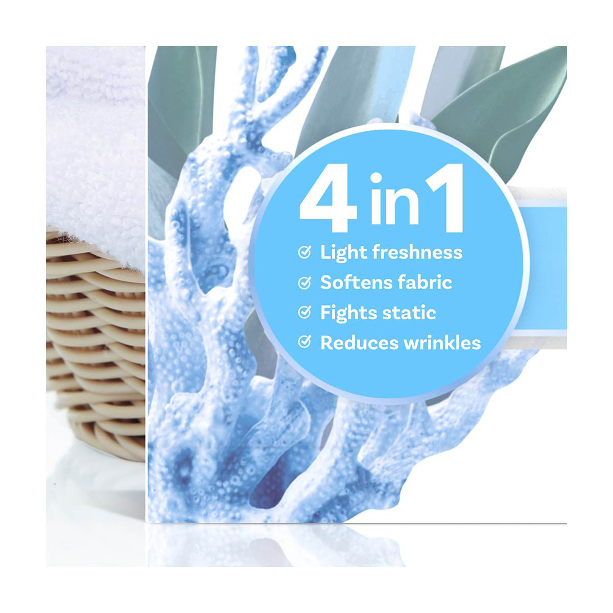 Downy Light Mega Dryer Sheets, Fabric Softener Dryer Sheets, Ocean Mist, 50 Count