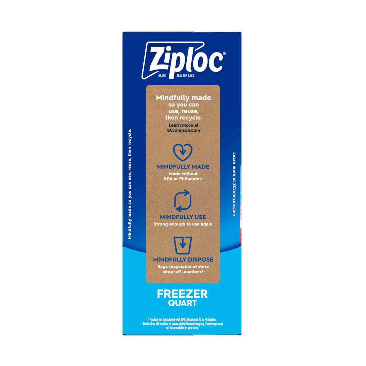 Ziploc® Brand Freezer Bags with New Stay Open Design, Quart, 48 ct