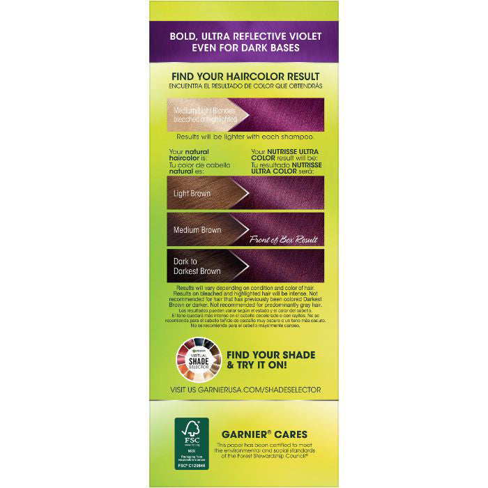 Garnier Nutrisse Ultra Color Nourishing Bold Permanent Hair Color Creme, V2 Dark Intense Violet