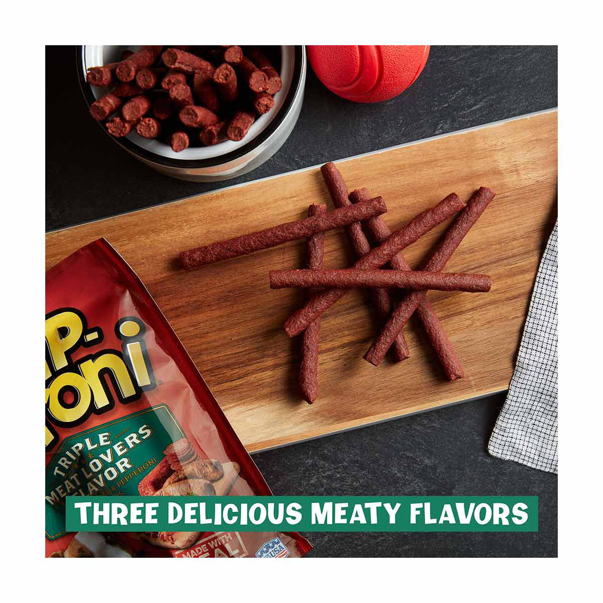 Pup-Peroni Triple Meat Lovers Bacon, Sausage & Pepperoni Flavor Dog Treats, 2.5 oz