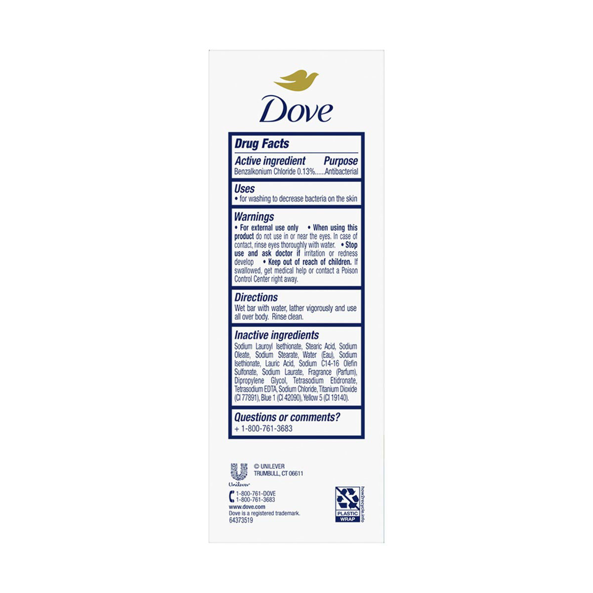 Dove Beauty Bar Soap, Antibacterial Care & Protect, 3.17 oz, 6 ct