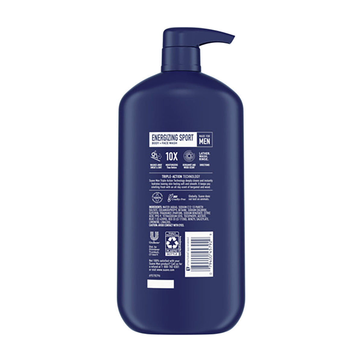 Suave Men Energizing Sport Body & Face Wash, Bergamot & Wood, 30 fl oz