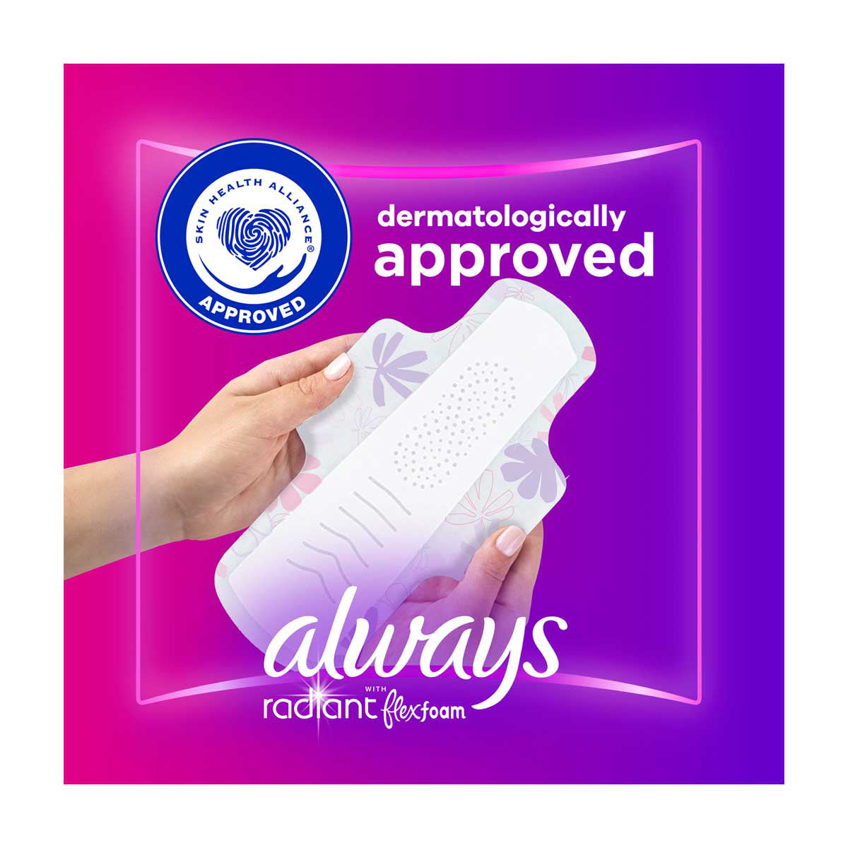 Always Radiant with FlexFoam Pads with Wings, Size 2 Heavy Flow, 26 ct