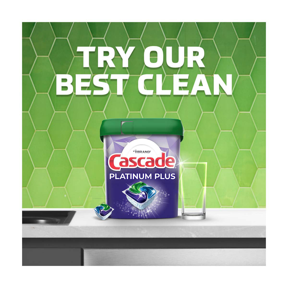 Cascade Platinum + Oxi ActionPacs Dishwasher Detergent, Fresh Scent, 30 ct