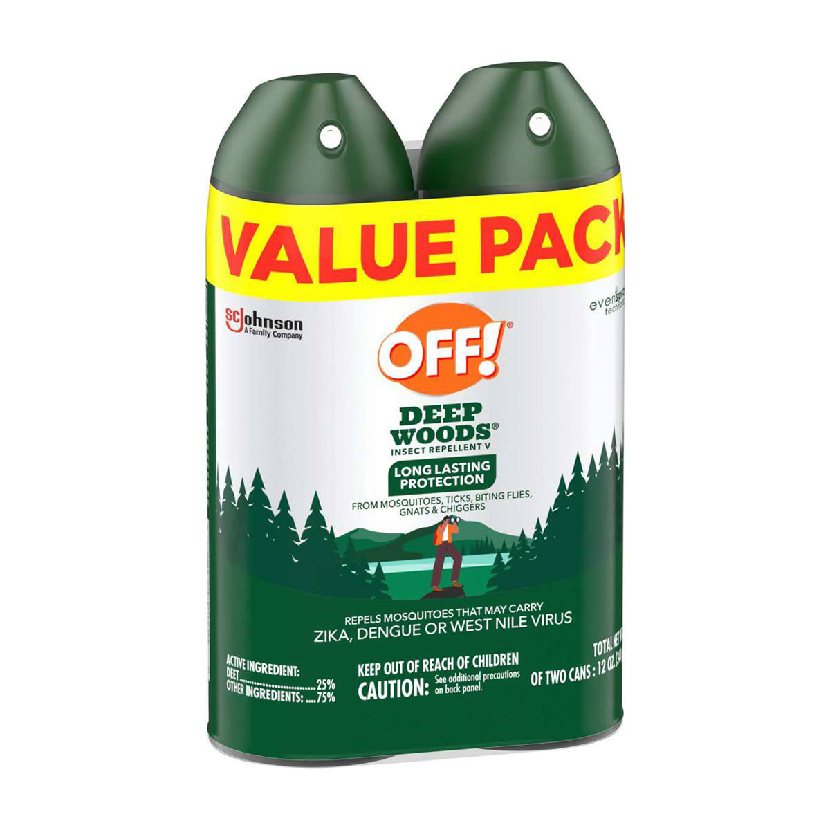 OFF! Deep Woods Insect Repellent V, Up to 8 Hours of Mosquito Protection, 6 oz, 2 Count