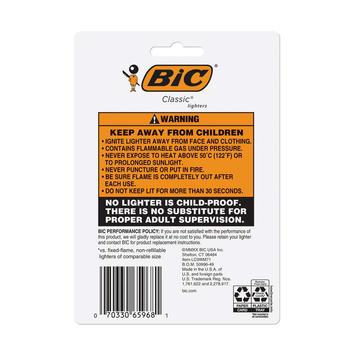 BIC Classic Lighters, Pocket Style, Assorted Colors, 7 ct