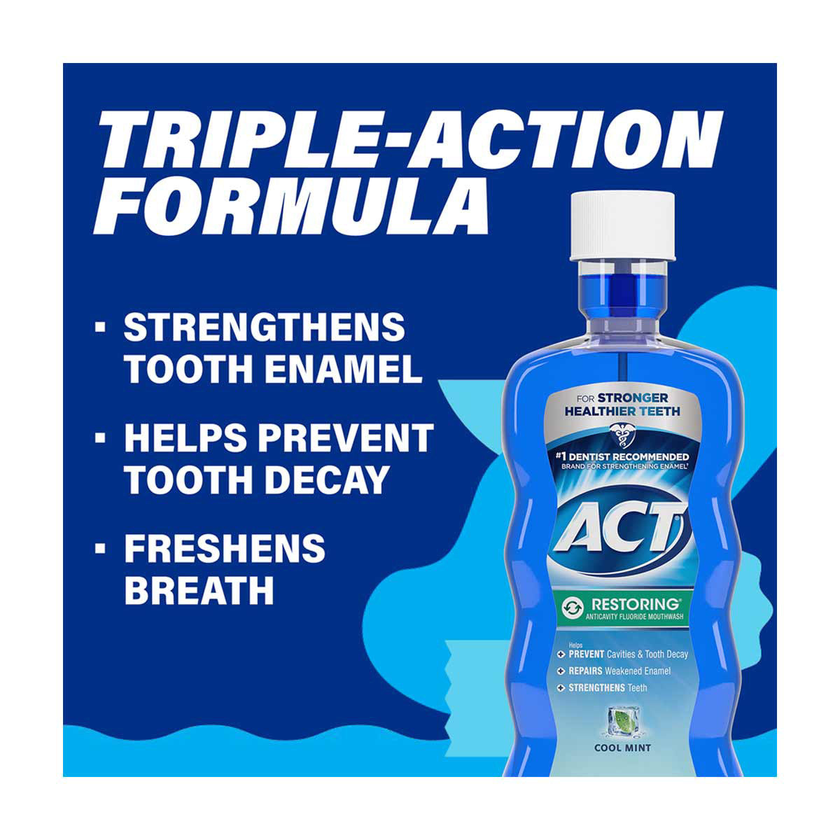 ACT Restoring Anticavity Fluoride Mouthwash, Cool Mint, 18 fl. oz.