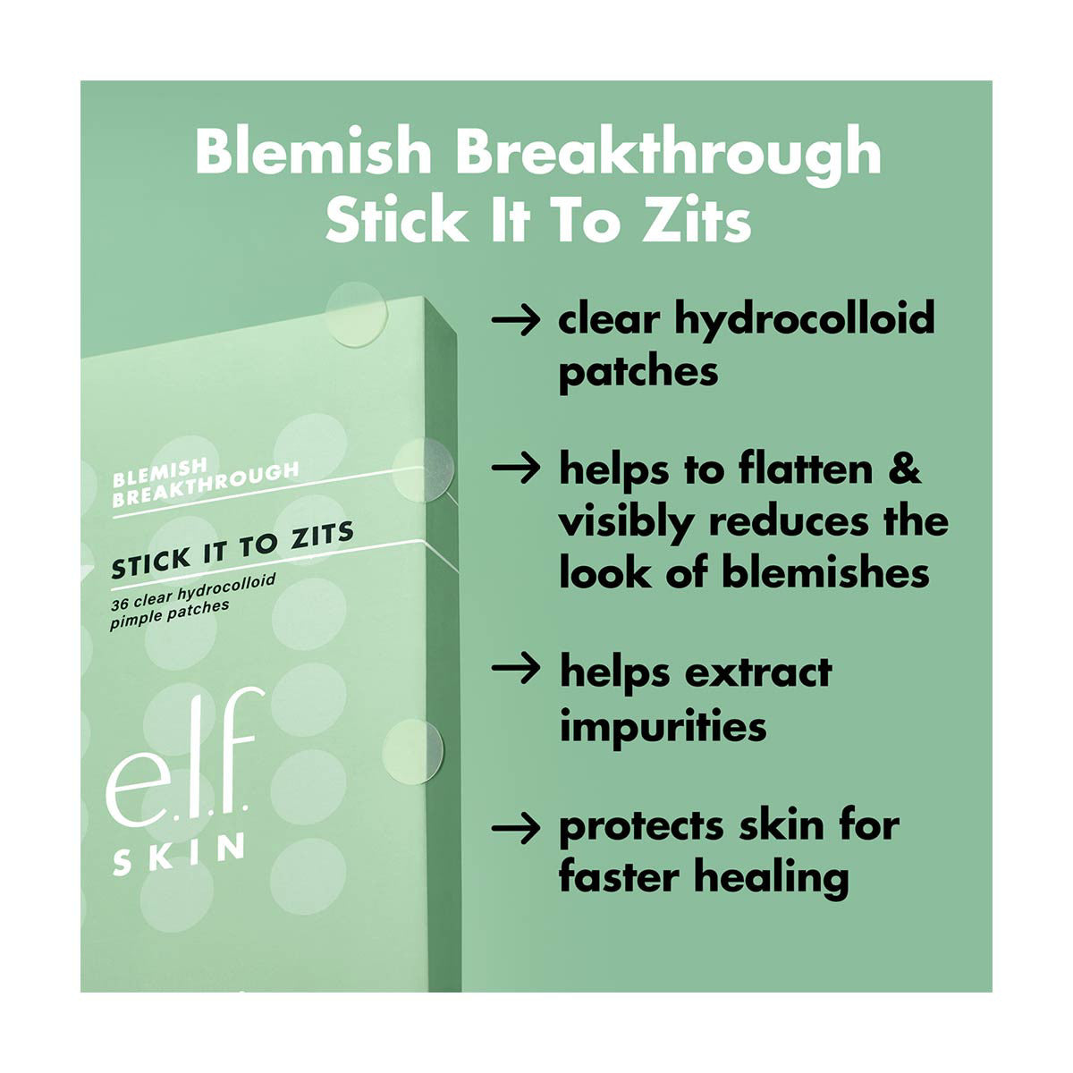 e.l.f. SKIN Blemish Breakthrough Stick It to Zits Pimple Patches, 36 ct