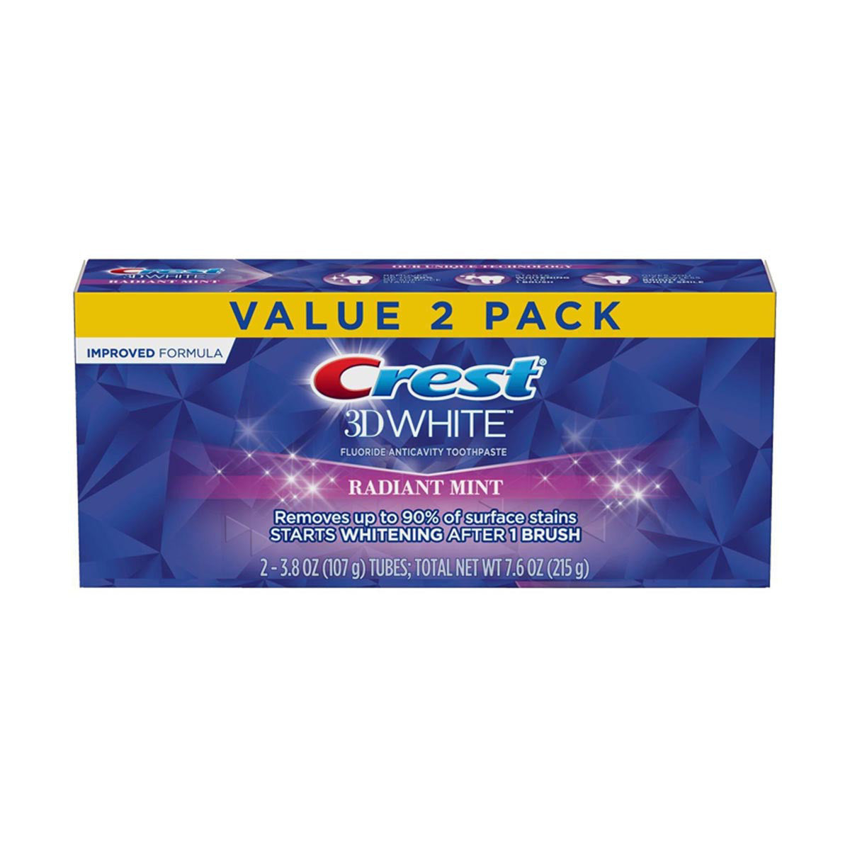 Crest 3D White Radiant Mint Toothpaste, 3.8 oz - 2 ct