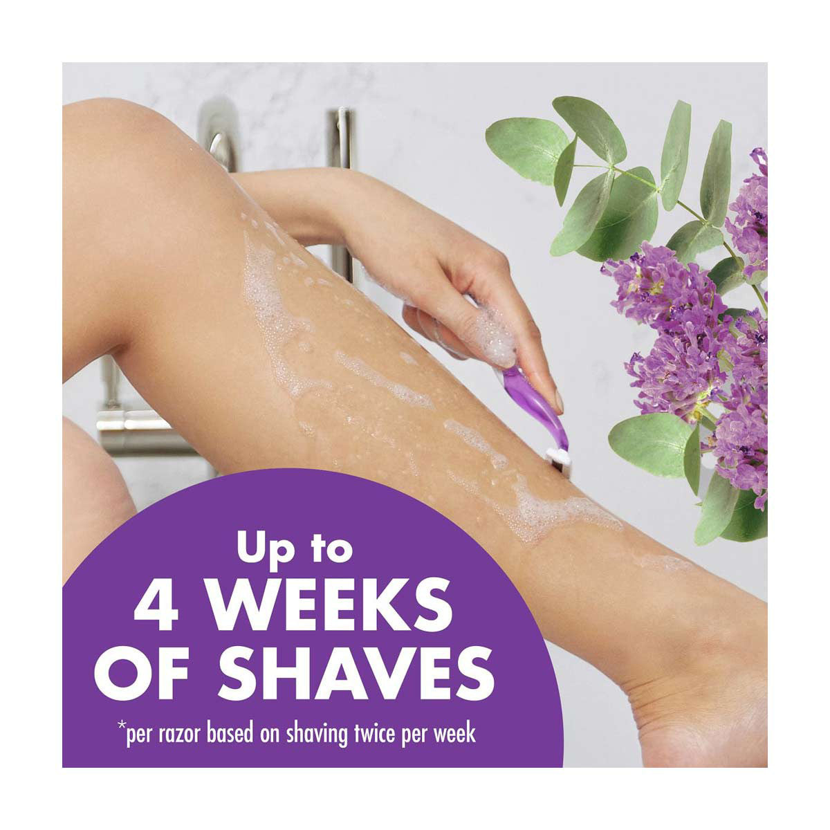 BIC Soleil Escape Women's Disposable Razors With 4 Blades - Lavender & Eucalyptus, 4 ct