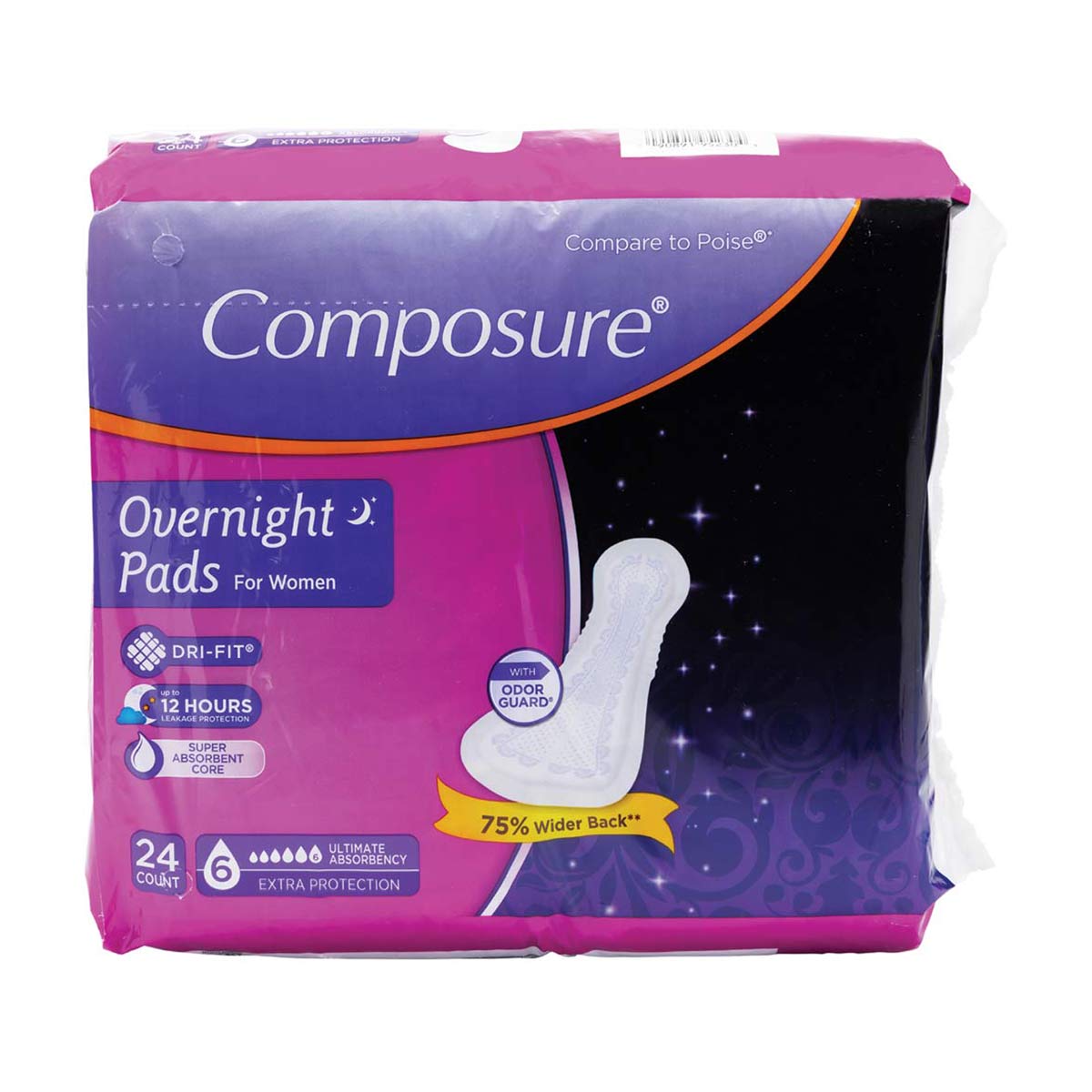 Composure Overnight Pads for Women, 24 ct