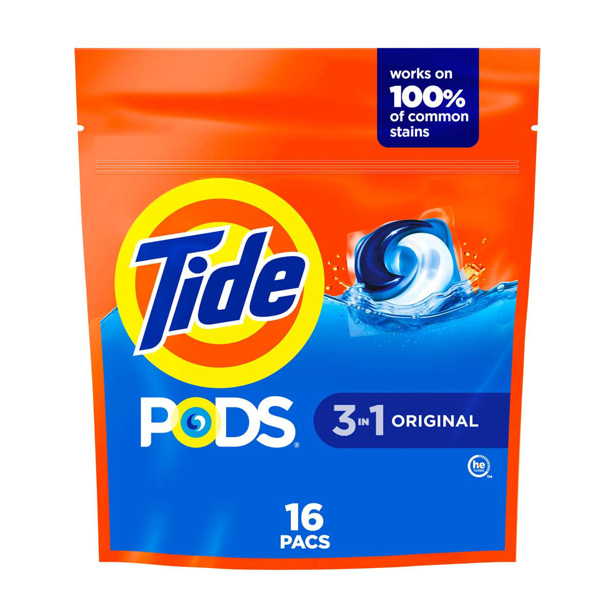 Tide PODS Laundry Detergent Pacs, Original Scent, 16 Count, Powerful 3-in-1 Clean in one Step, HE Compatible