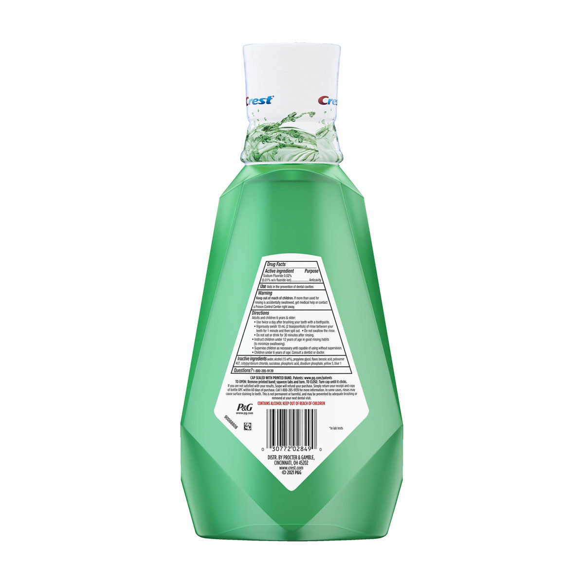 Crest Scope Stay Strong Mouthwash with Fluoride, Strong Mint, 1L