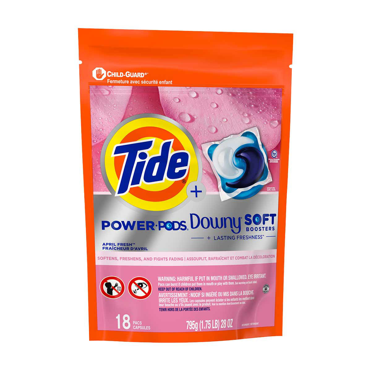 Tide Power PODs + Downy Laundry Detergent Pods, 18 Count, Soft Boosters + April Fresh