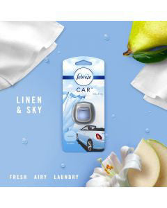 Febreze Car Odor-Eliminating Air Freshener Vent Clip, Linen & Sky, 1 ct