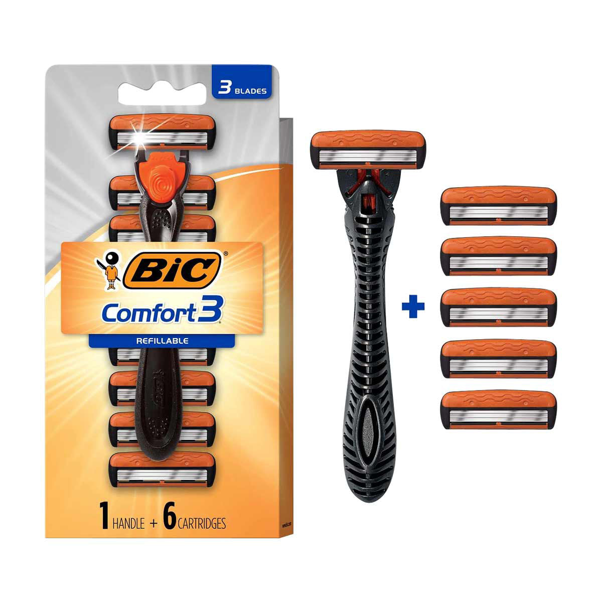 BIC Comfort 3 Refillable Men's Razor Set, 7 ct