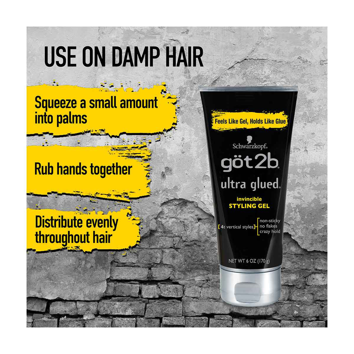 Got2b Ultra Glued Invincible Styling Hair Gel, 6 oz