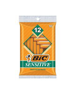 BIC Sensitive Shaver Men's Disposable Razor, Single Blade, Sensitive Skin Razor, 12 ct