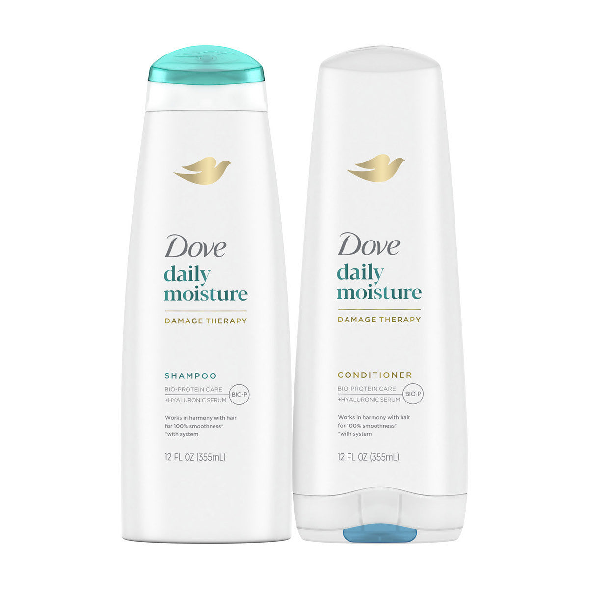 Dove Daily Moisture Damage Therapy Shampoo & Conditioner Set, 12 fl oz, 2 ct