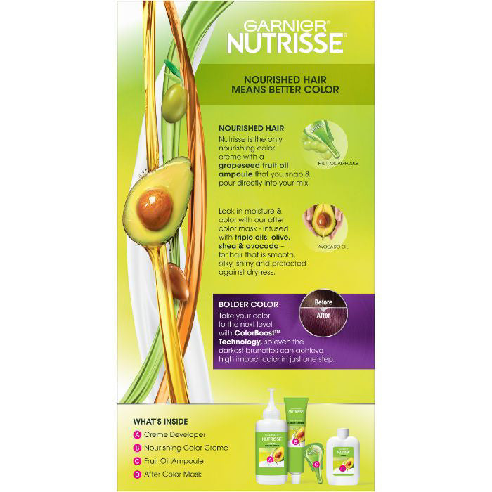 Garnier Nutrisse Ultra Color Nourishing Bold Permanent Hair Color Creme, V2 Dark Intense Violet