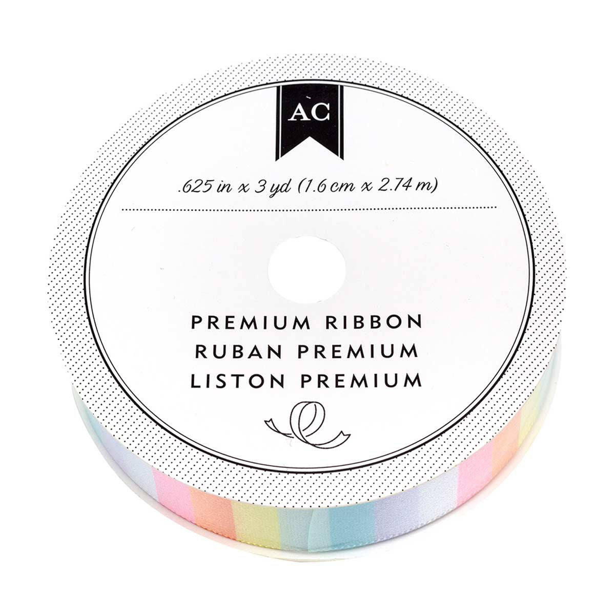 American Crafts Premium Ribbon - 0.625 in x 3 yd, Assorted