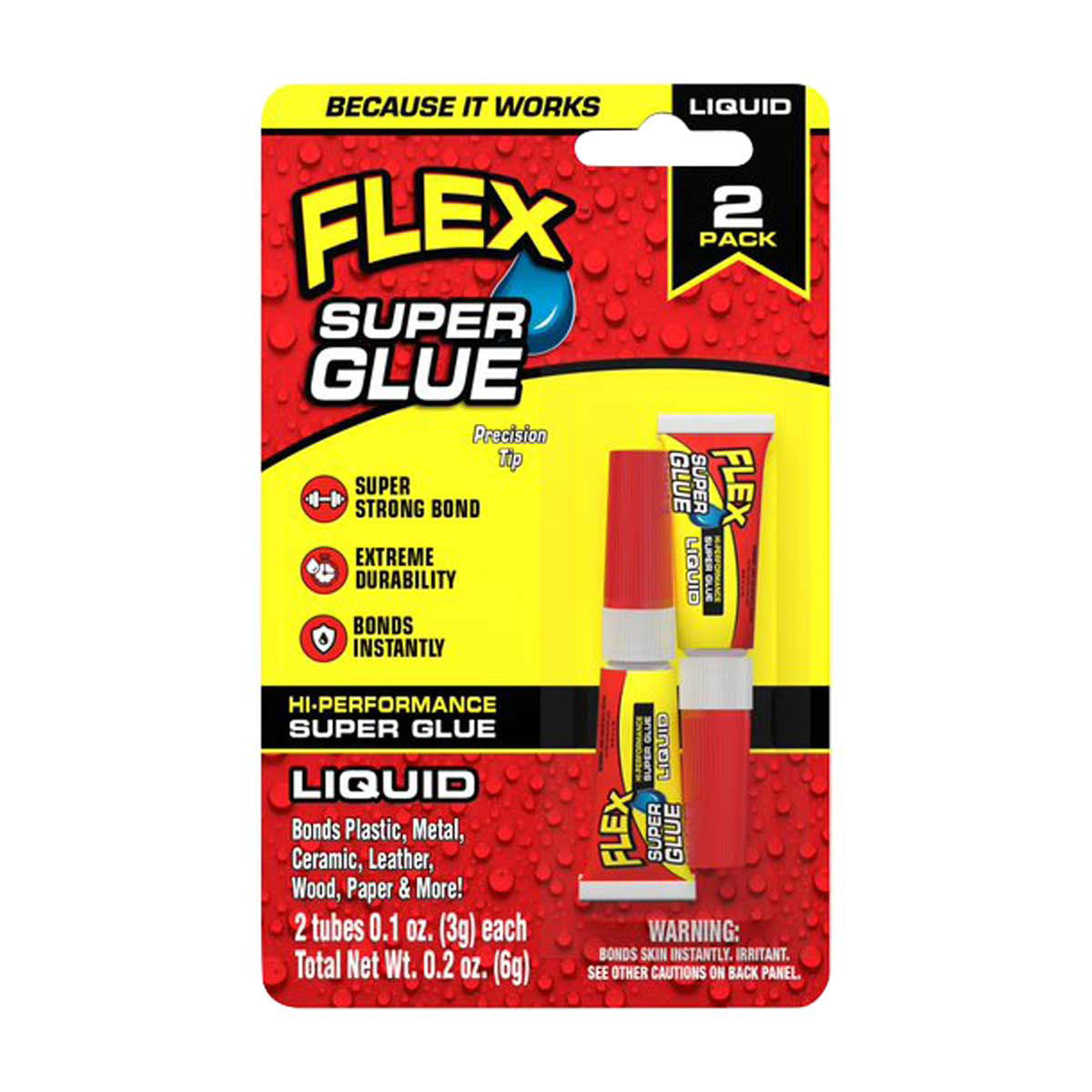 Flex Super Glue Gel, 0.1 oz Tubes, 2 pk