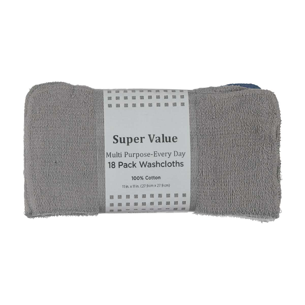 Super Value Multi Purpose-Every Day Washcloths, 18 ct- Assorted