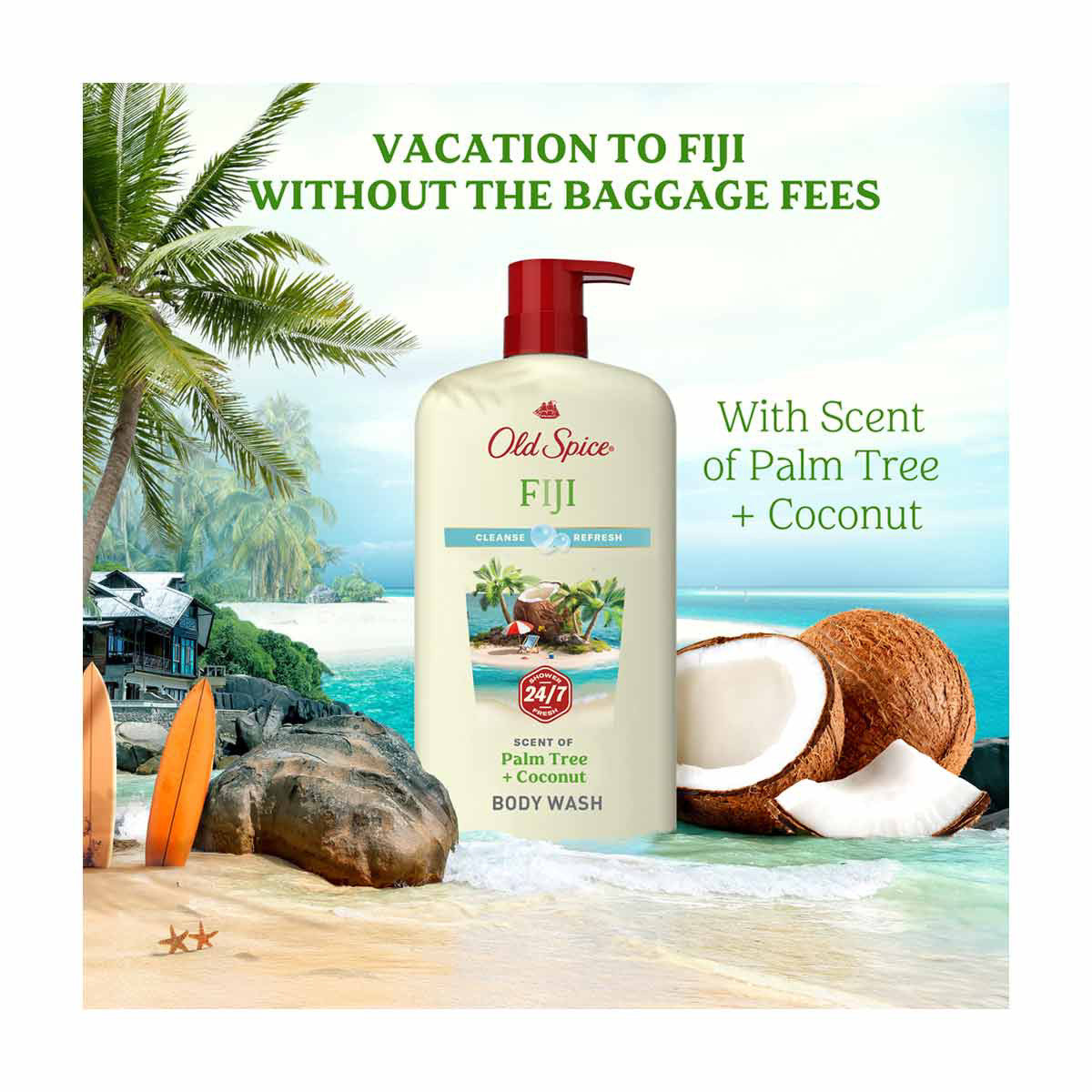 Old Spice Men's Body Wash Fiji with Palm Tree, 24/7 Shower Fresh, 25 oz