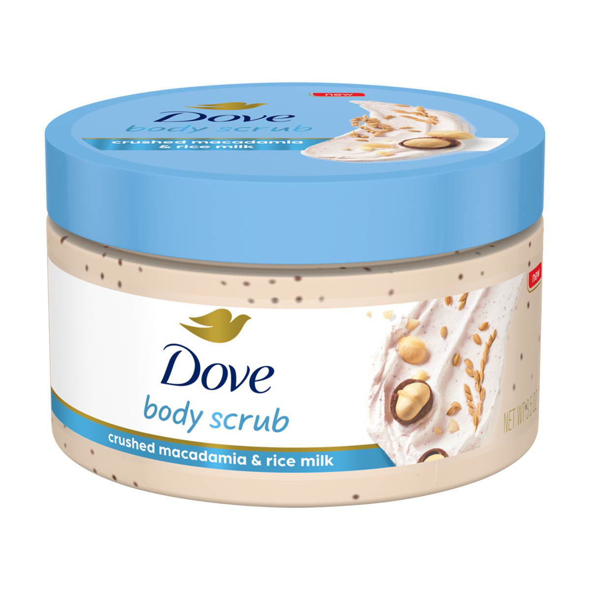 Dove Crushed Macadamia and Rice Milk Mini Body Scrub, 3.5 oz