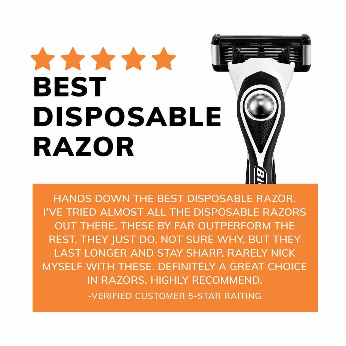 BIC Flex 5 Refillable Razors for Men, Long-Lasting 5 Blade Razors, 1 Handle and 3 Cartridges, 1 kit