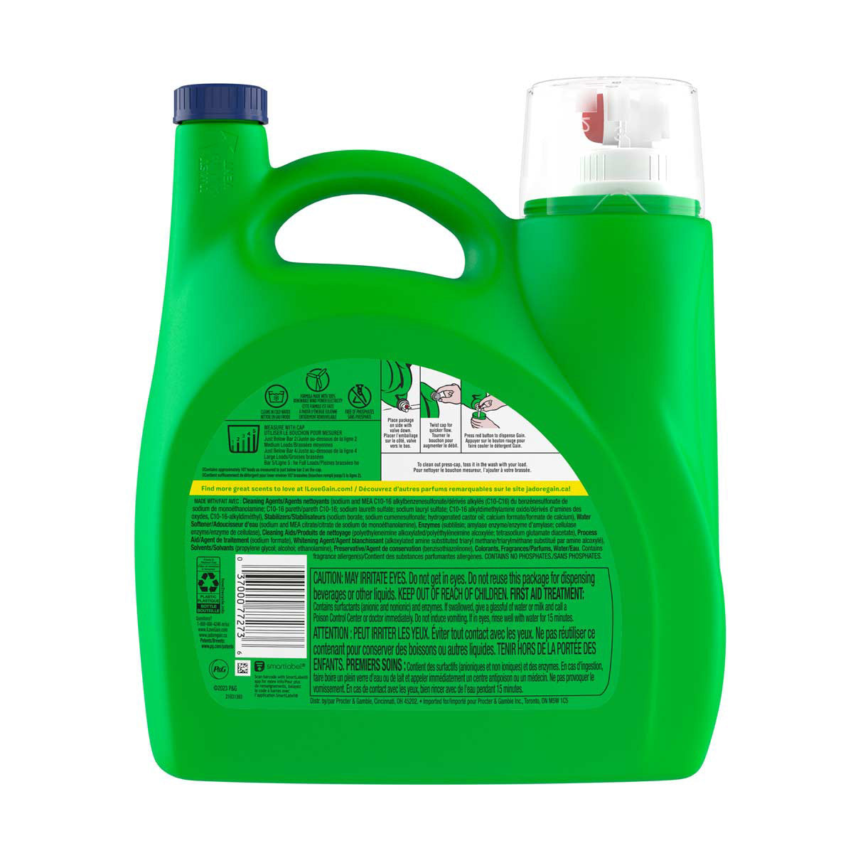 Gain Liquid Laundry Detergent, Original Scent, 154 fl oz, 107 loads, Freshness + Odor Fighting, Laundry Detergent Liquid Soap, HE compatible