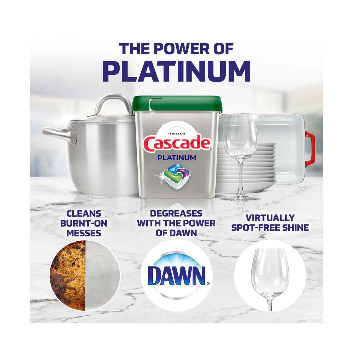 Cascade Platinum ActionPacs Dishwasher Detergent, Fresh Scent, 15 ct