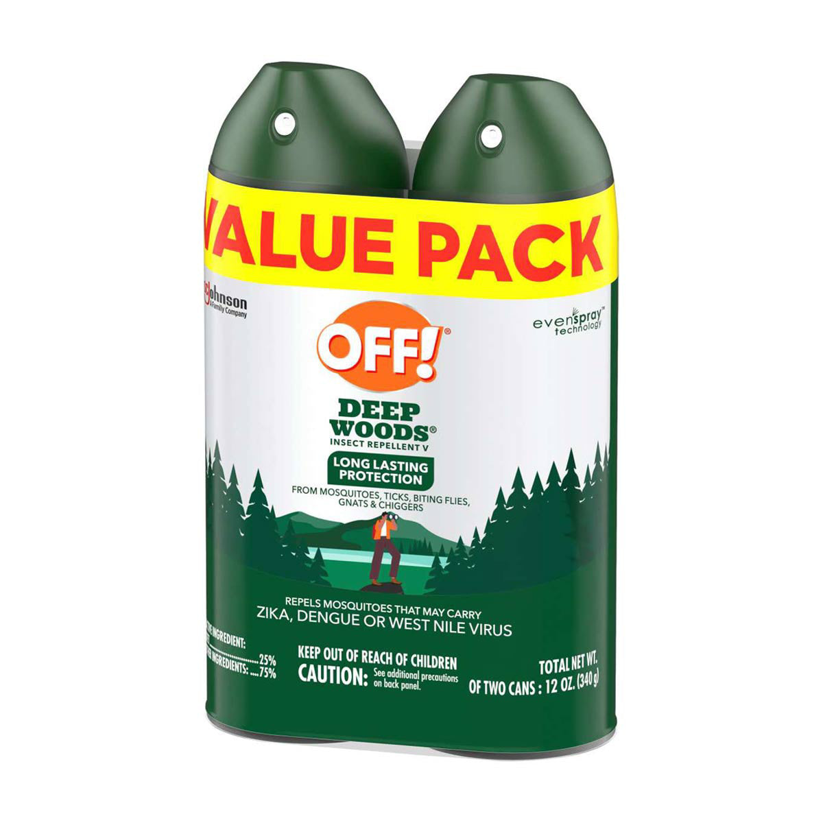 OFF! Deep Woods Insect Repellent V, Up to 8 Hours of Mosquito Protection, 6 oz, 2 Count